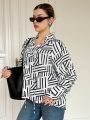 SHEIN Essnce Ladies' Striped Print Pullover Shirt