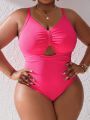 SHEIN Swim Vcay Plus Size Solid Color Hollow Out One Piece Swimsuit