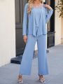 Women'S 2 In 1 Irregular Hem Long Sleeve Top And Pants Set