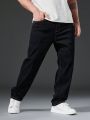 Men Plus Solid Straight Leg Jeans