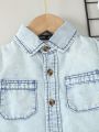 Boys' Solid Color Collared Denim Shirt