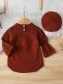 SHEIN Baby Girl Button Detail Knit Bodysuit & Hat