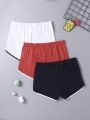 3pcs Men's Colorblock Trimmed Boxer Shorts