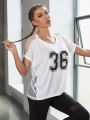 Number Print Mesh Back Sports Tee