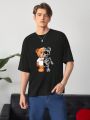 Manfinity LEGND Men's Knitted Mechanical Bear Pattern Short Sleeve T-Shirt