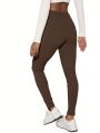 SHEIN BASICS Women'S Ribbed Knit Long High Waist Leggings