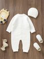 Baby Girl Button Front Knit Jumpsuit