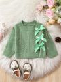 Baby Girl Bow Front Split Hem Sweater