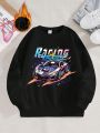 Tween Boy Car & Letter Graphic Thermal Lined Pullover