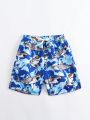 Young Boy Random Printed Beach Swim Shorts