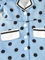 Baby Girls' Polka Dot Print Colorblock Shirt Dress