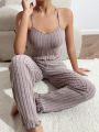 Ruffle Trim Cami Top And Long Pants Homewear Set