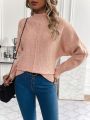 SHEIN Essnce Solid Color Batwing Sleeve Half Turtleneck Sweater