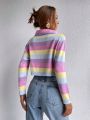 SHEIN Qutie Colorful Striped Casual Women's Sweater