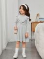 SHEIN Kids EVRYDAY Young Girl Ruffle Trim Mock Neck Dress