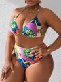 SHEIN Swim Vcay Plus Size Flower Printed Bikini Set