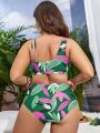 SHEIN Swim Vcay Plus Tropical Print Bikini Swimsuit