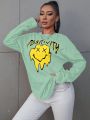 SHEIN SXY Cartoon Printed Casual Long Sleeve T-shirt