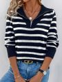 Women's Striped Lapel Sweater