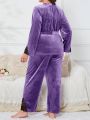 Plus Size Lace Splice Pajama Set