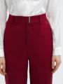 SHEIN BIZwear Ladies' Solid Color Slim Fit Cropped Pants