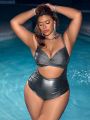 SHEIN Leisure Plus Size Hollow Out Detail One Piece Swimsuit