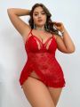 Classic Sexy Plus Size Lace Sexy Lingerie With Hollow Out Detail And Ruffled Hem