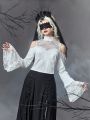 Goth Ladies' Lace Patchwork Off Shoulder Neckline Flare Sleeve Shirt