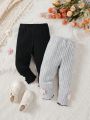 2pcs Baby Girls' Pants Set For Autumn And Winter