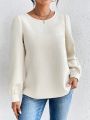 SHEIN Essnce Solid Color Back Button Long Sleeve Shirt