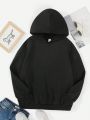 Teen Girls Letter & Figure Graphic Kangaroo Pocket Drawstring Hoodie