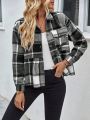 SHEIN Essnce Women's Plaid Frill Hem Outer Jacket