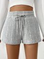 Women'S Drawstring Waist Ribbed Shorts