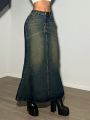 SHEIN ICON Women'S Denim Mermaid Tail Skirt