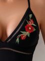 SHEIN Swim Chicsea Flower Embroidered One-Piece Swimsuit