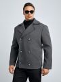 SHEIN Extended Sizes Men Plus Lapel Neck Double Breasted Overcoat