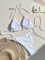 SHEIN Swim Basics Ladies' Solid Color Bikini Set