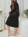 Lace Patchwork V-neck Nightgown