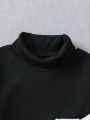 SHEIN Young Boy 2pcs Solid Turtleneck Tee