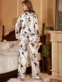 Flower Pattern Long Sleeve & Long Pant Pajama Set