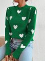 Women's Love Pattern Stand Collar Sweater