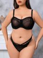 Plus Size Sexy Sheer Mesh Lingerie Set