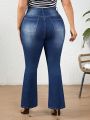 SHEIN LUNE Plus Size Flared Jeans With Washed Effect