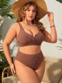 SHEIN Swim Vcay Plus Size Jacquard Two-piece Swimsuit