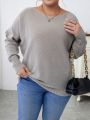 SHEIN Essnce Plus Batwing Sleeve Ribbed Knit Sweater