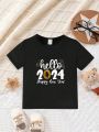 Baby Boys' Casual Daily Wear Simple & Fun & Cute New Year Printed Top For Spring & Summer, Suitable For New Year Celebration