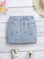 Girls' Embroidered Denim Skirt