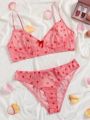 Plus Size Love Heart Sheer Sexy Lingerie Set
