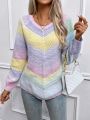 SHEIN Essnce Women's Color-block Drop Shoulder Pullover Sweater