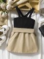 Baby 2 In 1 Button Detail Belted Cami Dress